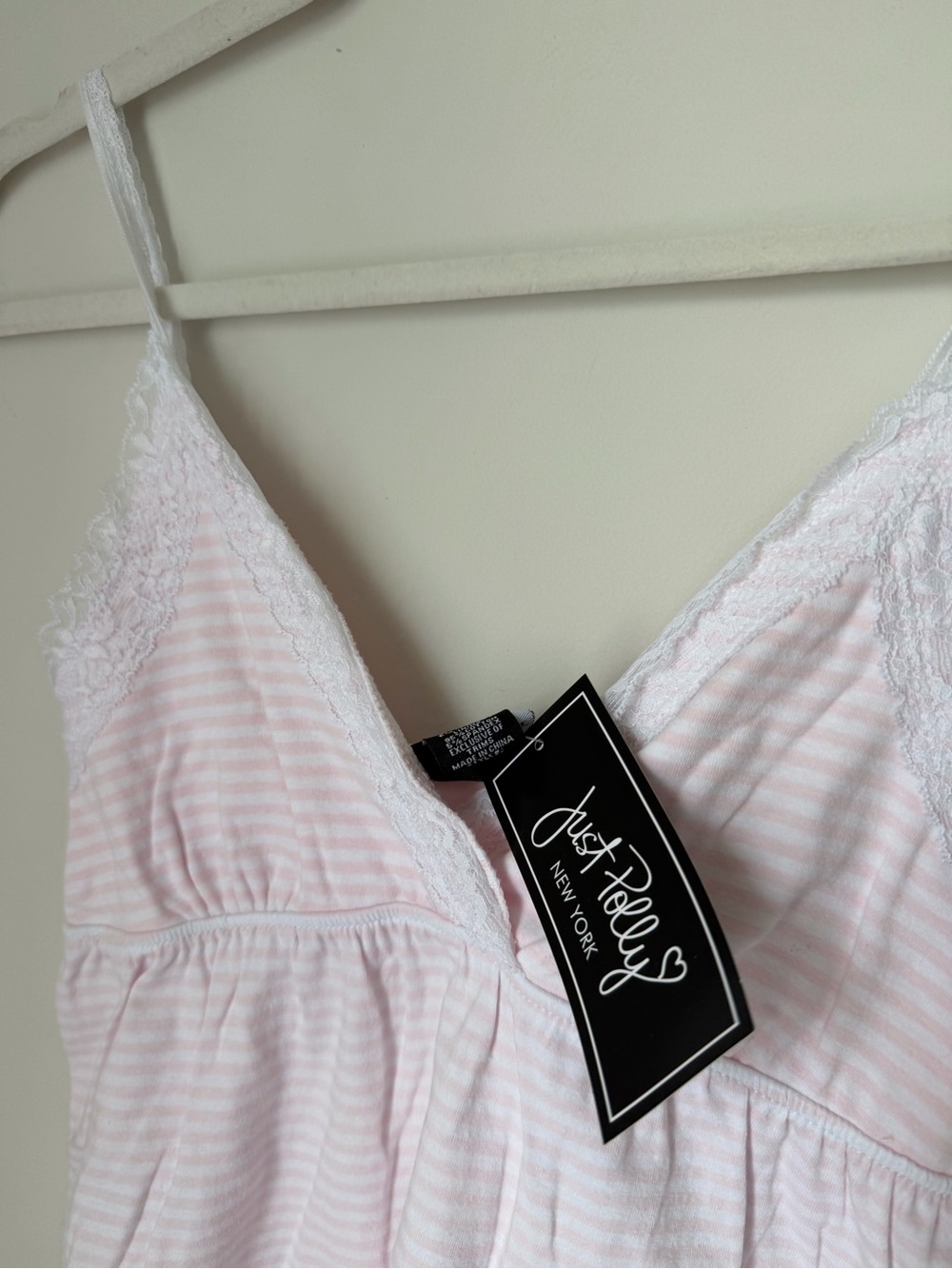 Just Polly Pink Striped lace trim Cami & Shorts cotton Sleep Set - Picture 4 of 8